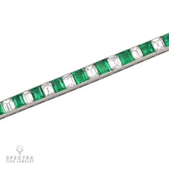 11–12 ct Colombian Emerald & 7.5 ct Diamond Bracelet in Platinum