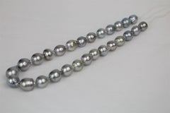 Tahitian Silver Drop Baroque Necklace with Gold Clasp