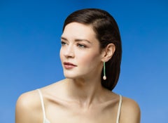 11- 3 mm Stone Baroque Pink Pearl Earrings, 18 Karat Gold,  Green Chrysoprase