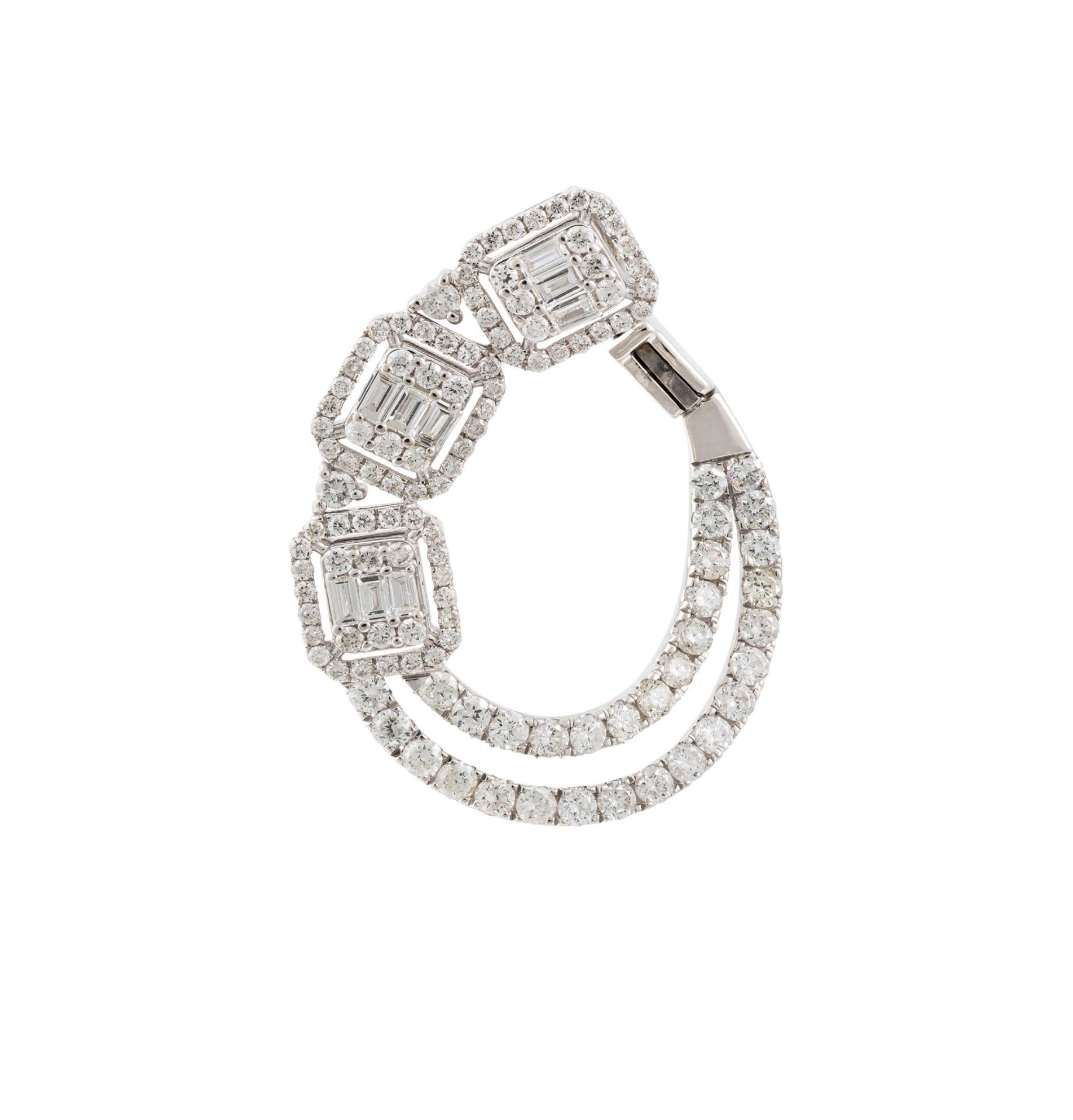 Mixed Cut 11, 500 Exquisite 18KT Gold Magnificent Triple Baguette Diamond Twist Earrings For Sale