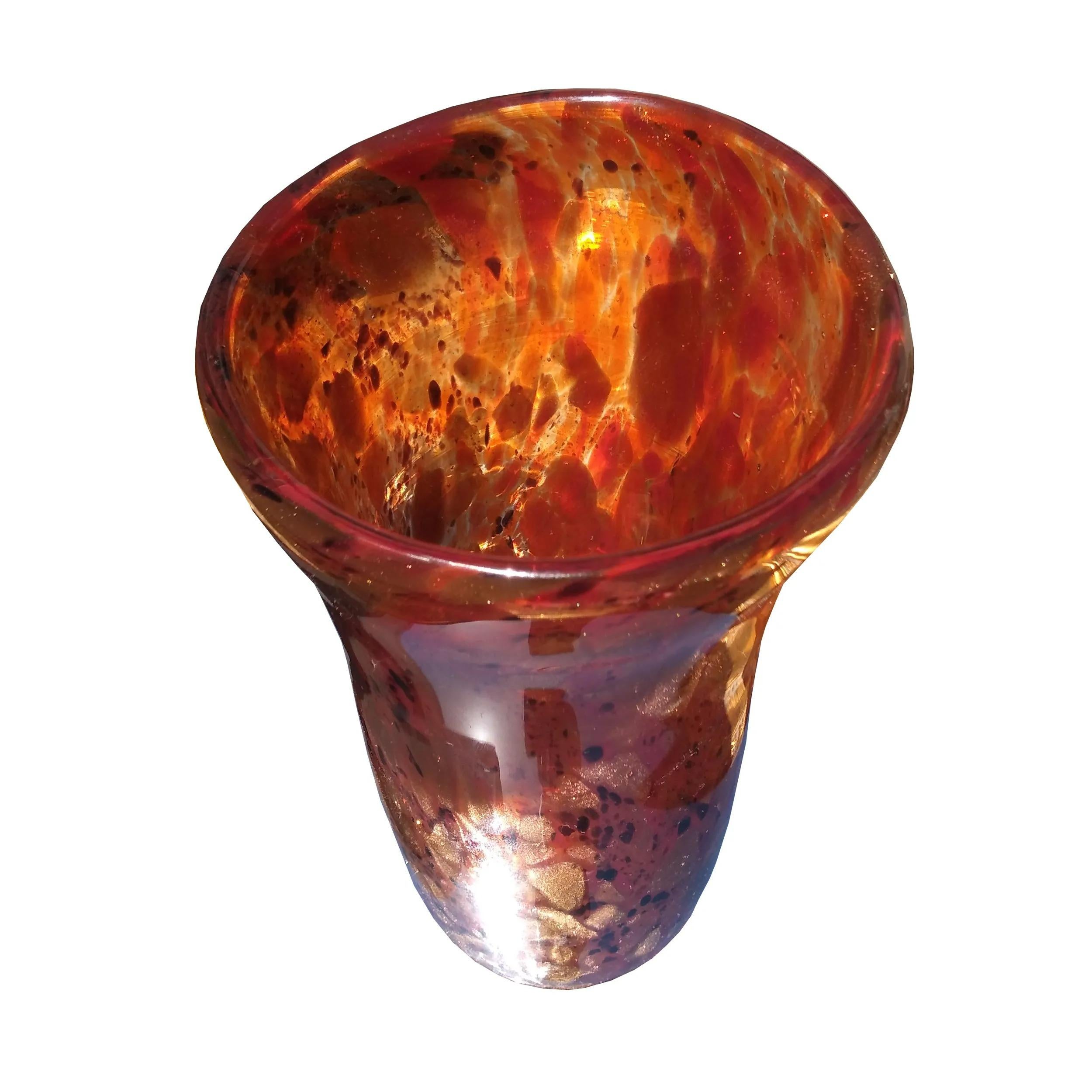 Italian Amber Gold Murano Vase For Sale