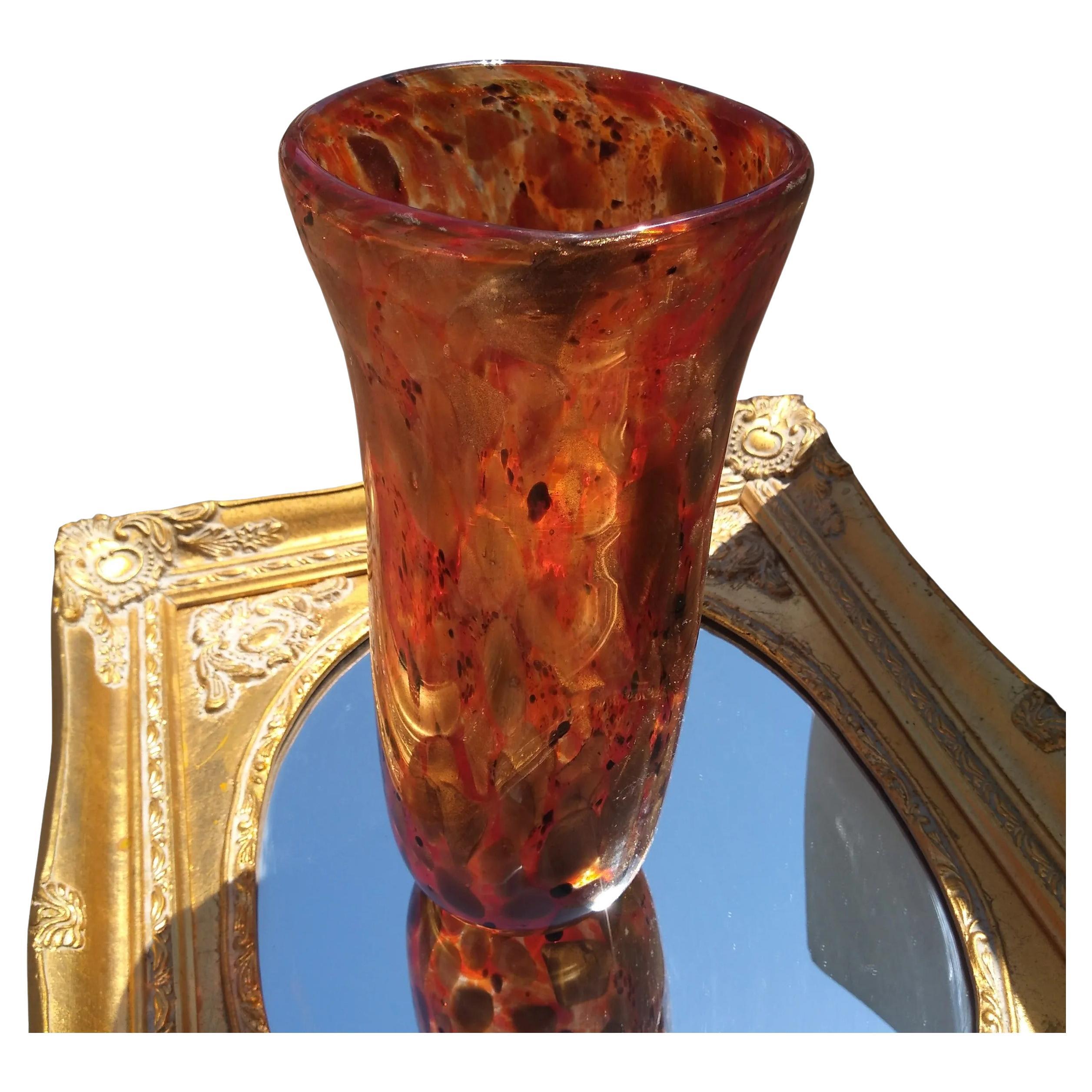 Amber Gold Murano Vase For Sale
