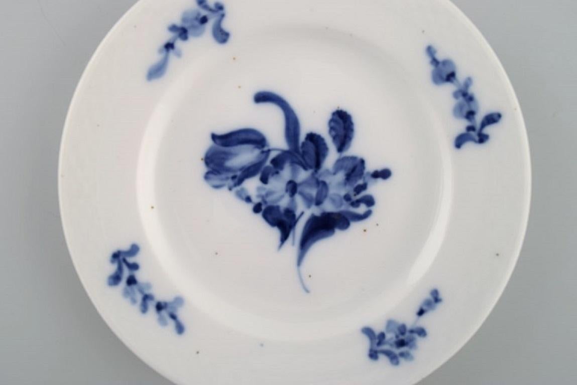 Hand-Painted 11 Antique Copenhagen Blue Flower Braided Cake Plates For Sale