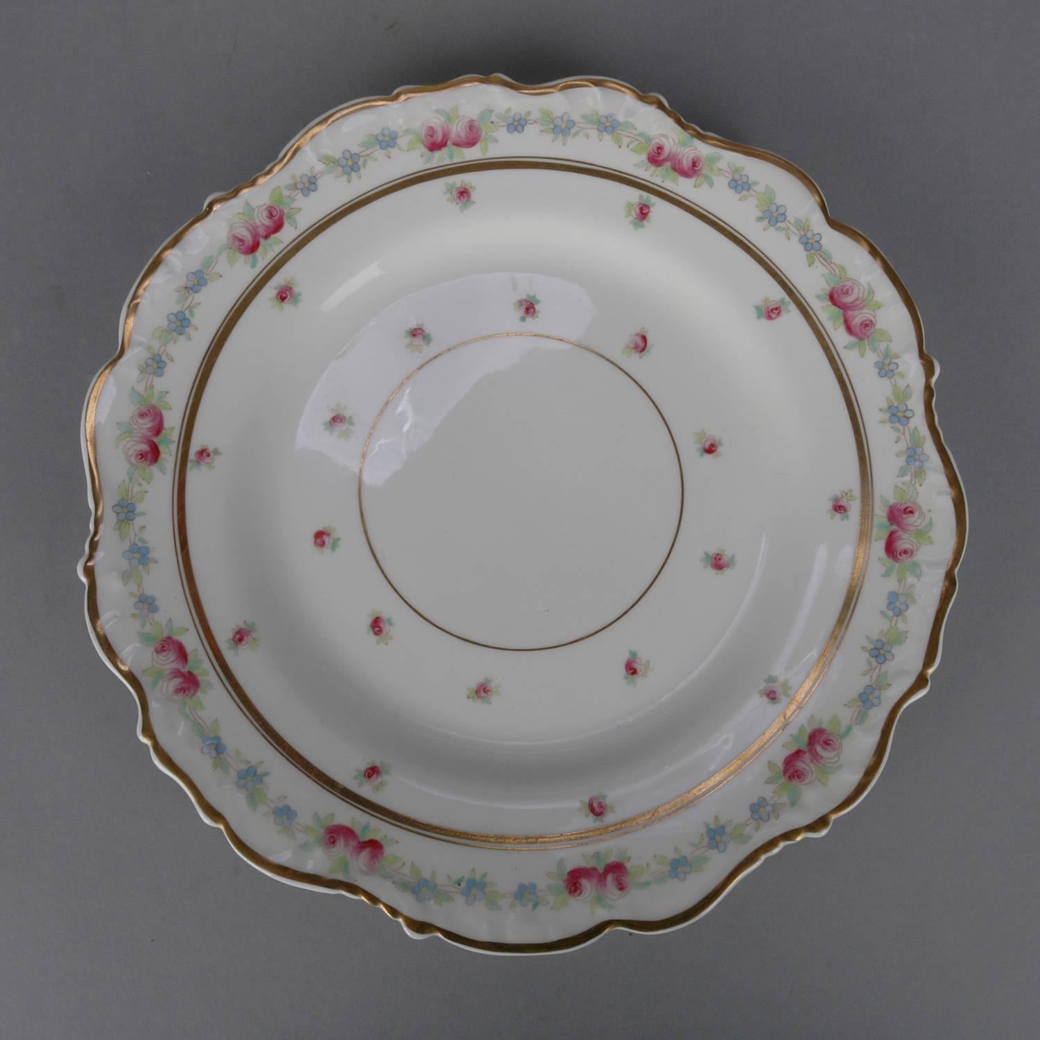 11 Antique English Cauldon Hand-Painted Floral and Gilt Porcelain Plates 8