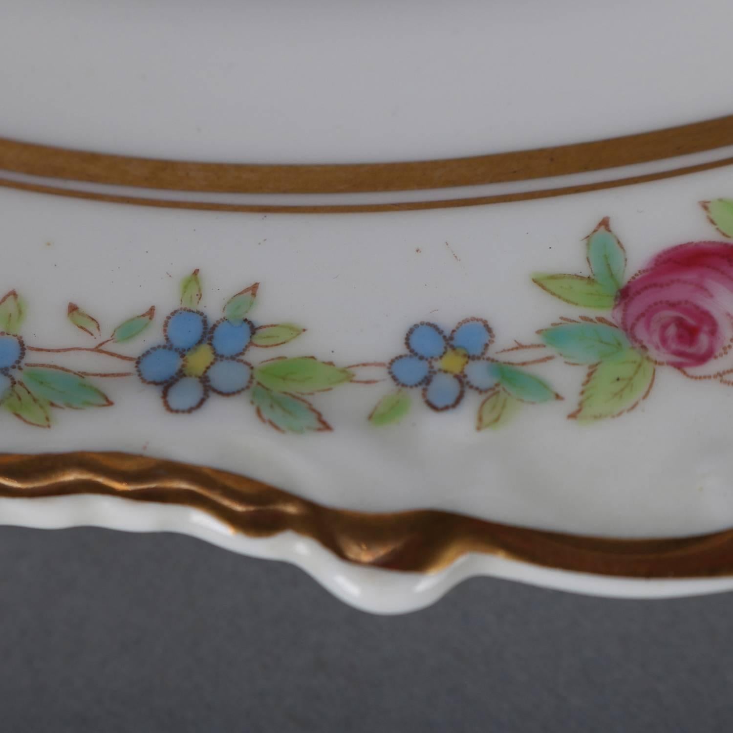 11 Antique English Cauldon Hand-Painted Floral and Gilt Porcelain Plates 9