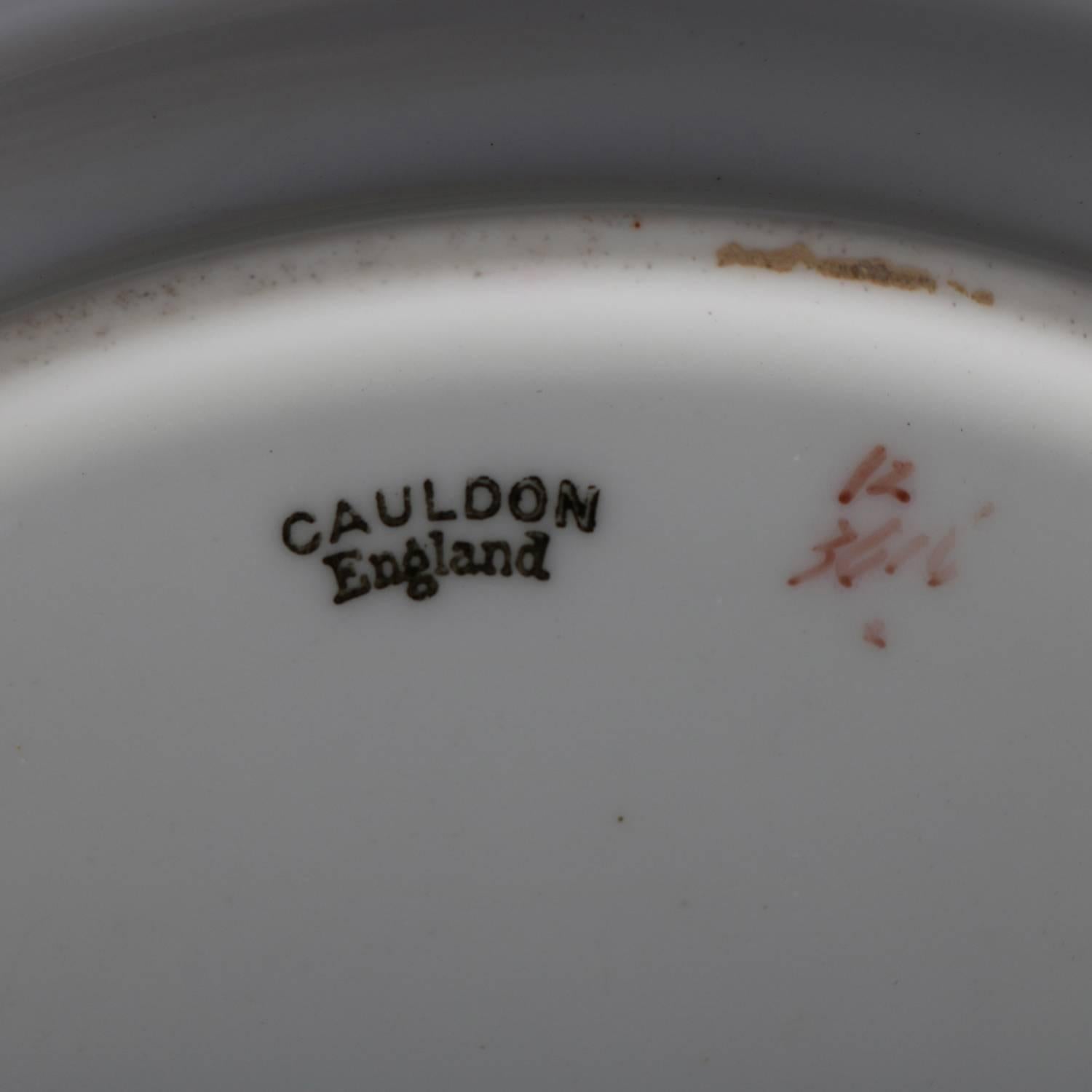 11 Antique English Cauldon Hand-Painted Floral and Gilt Porcelain Plates 2