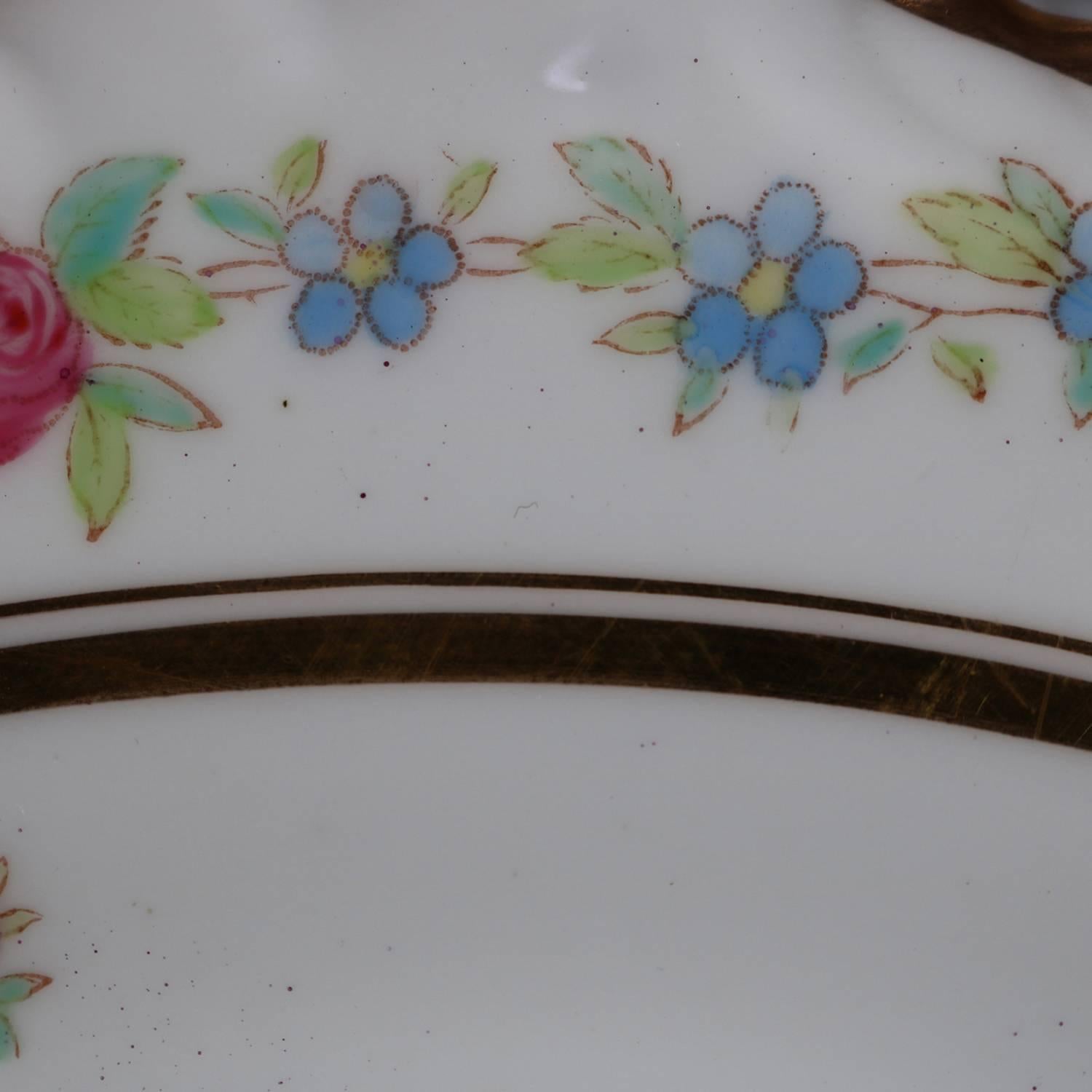 11 Antique English Cauldon Hand-Painted Floral and Gilt Porcelain Plates 3