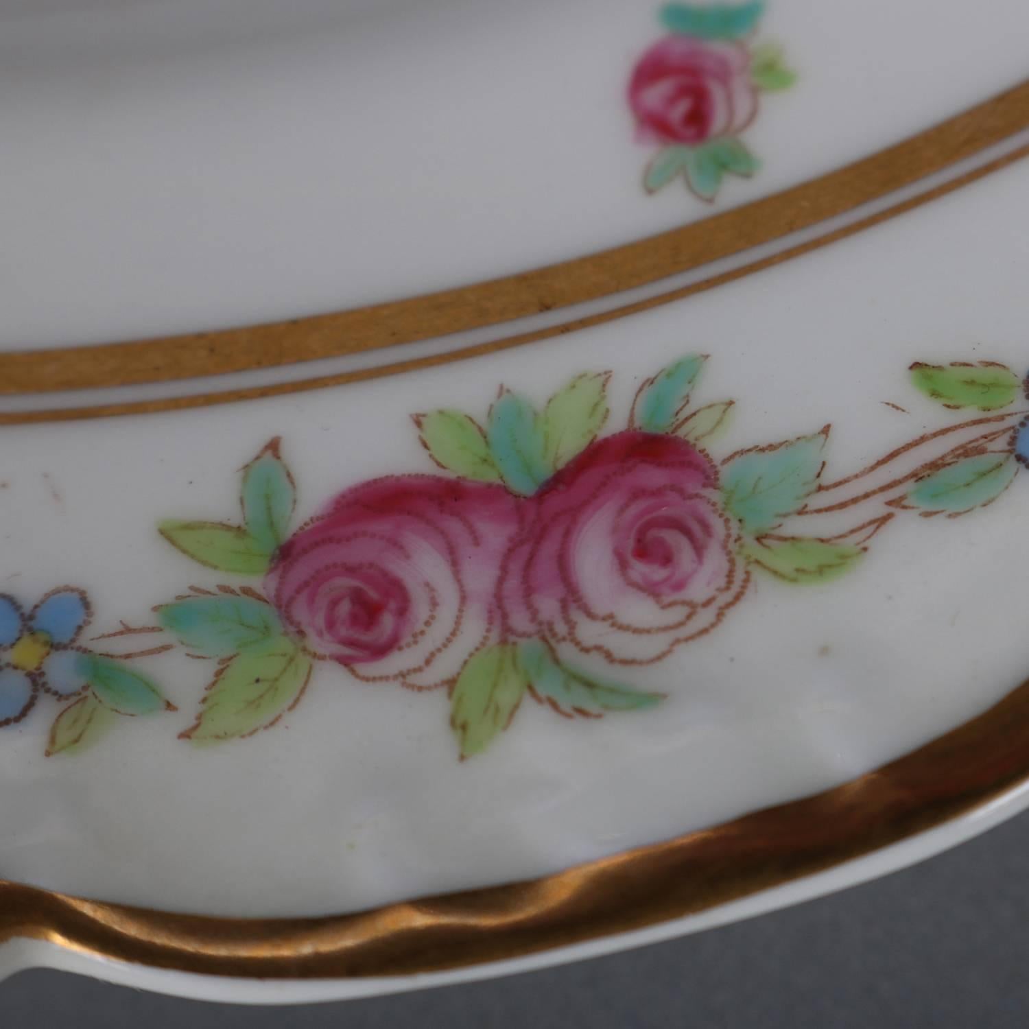 11 Antique English Cauldon Hand-Painted Floral and Gilt Porcelain Plates 5