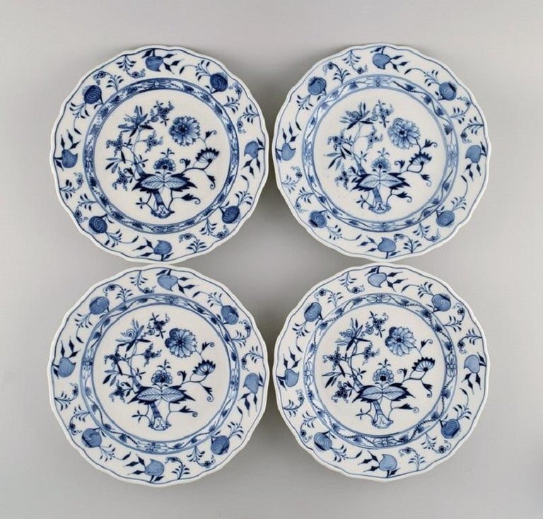 11 Antique Meissen Blue Onion Dinner Plates in HandPainted Porcelain