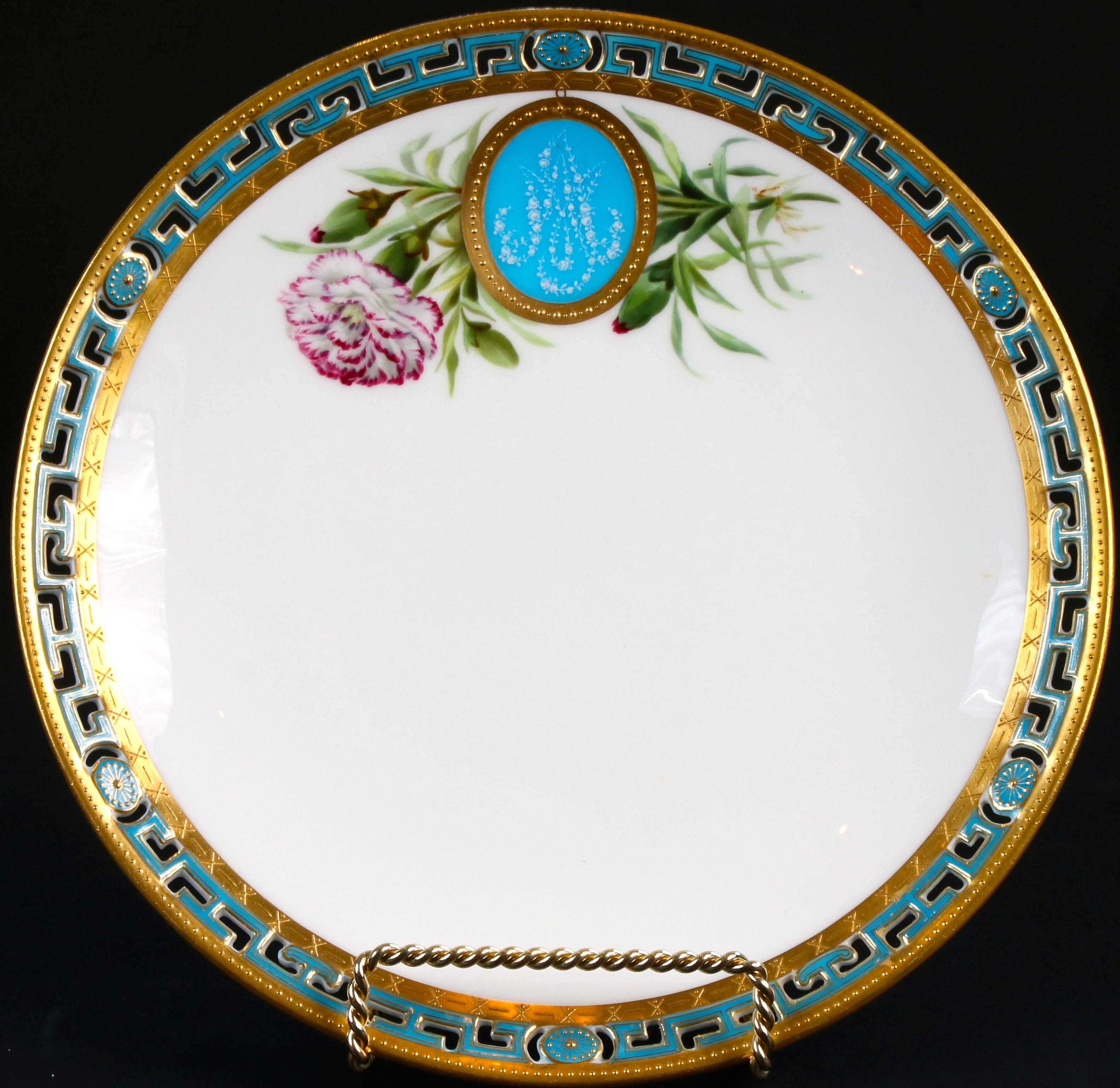 11 Antique Minton Pate-Sur-Pate Hand Painted Floral Plates For Sale 3