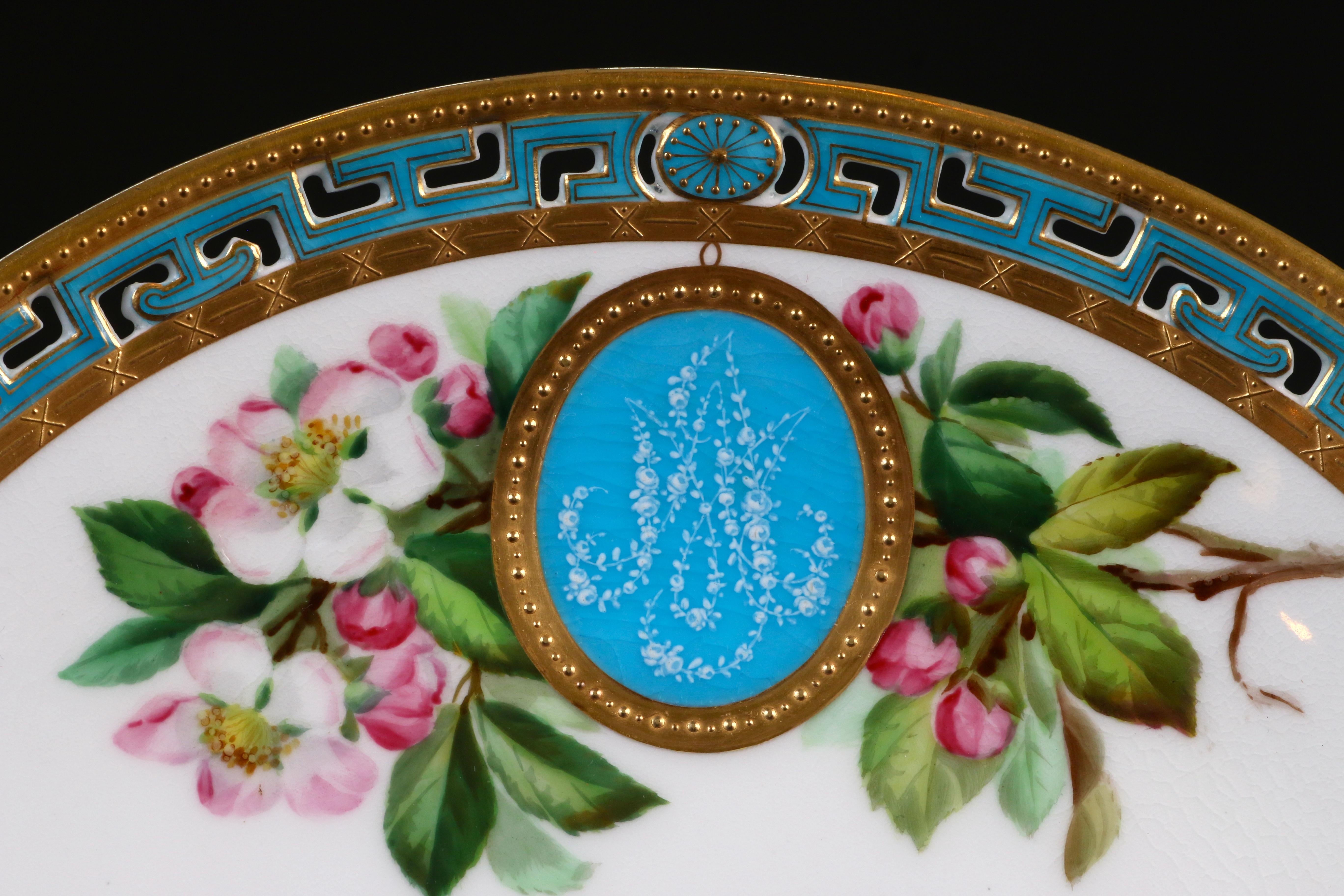 English 11 Antique Minton Pate-Sur-Pate Hand Painted Floral Plates For Sale