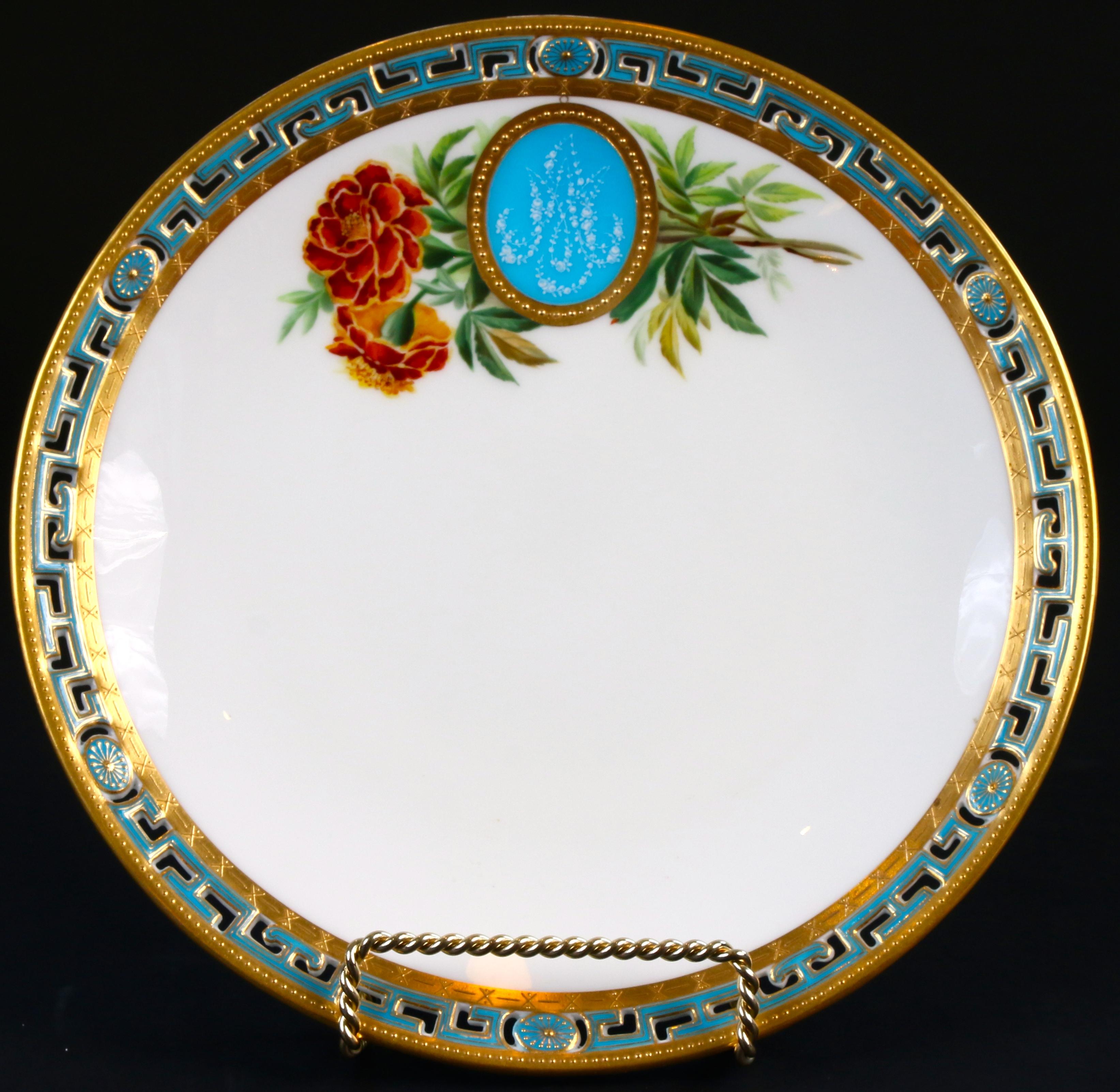 11 Antique Minton Pate-Sur-Pate Hand Painted Floral Plates In Good Condition For Sale In New York, NY