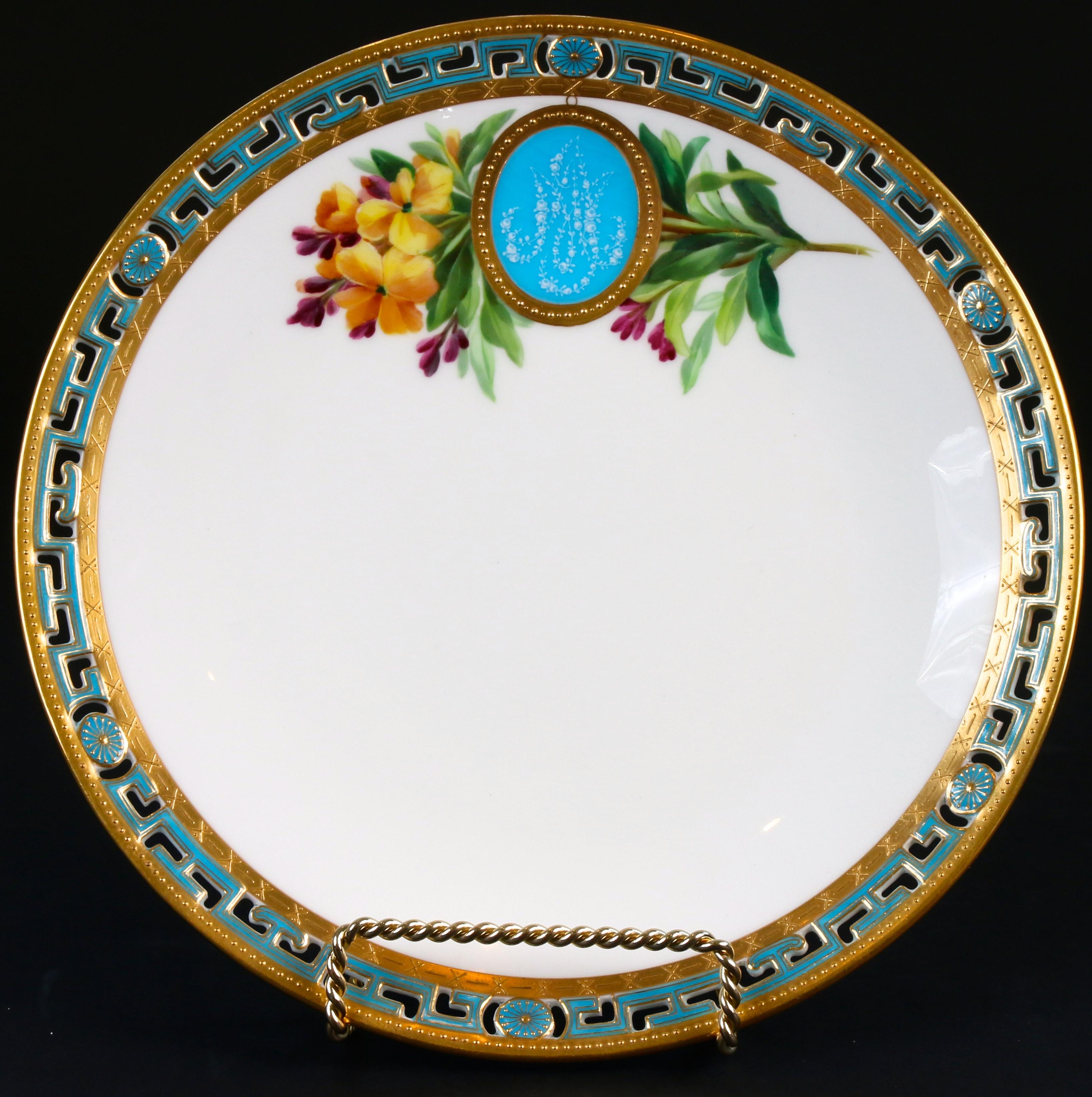 11 Antique Minton Pate-Sur-Pate Hand Painted Floral Plates For Sale 1