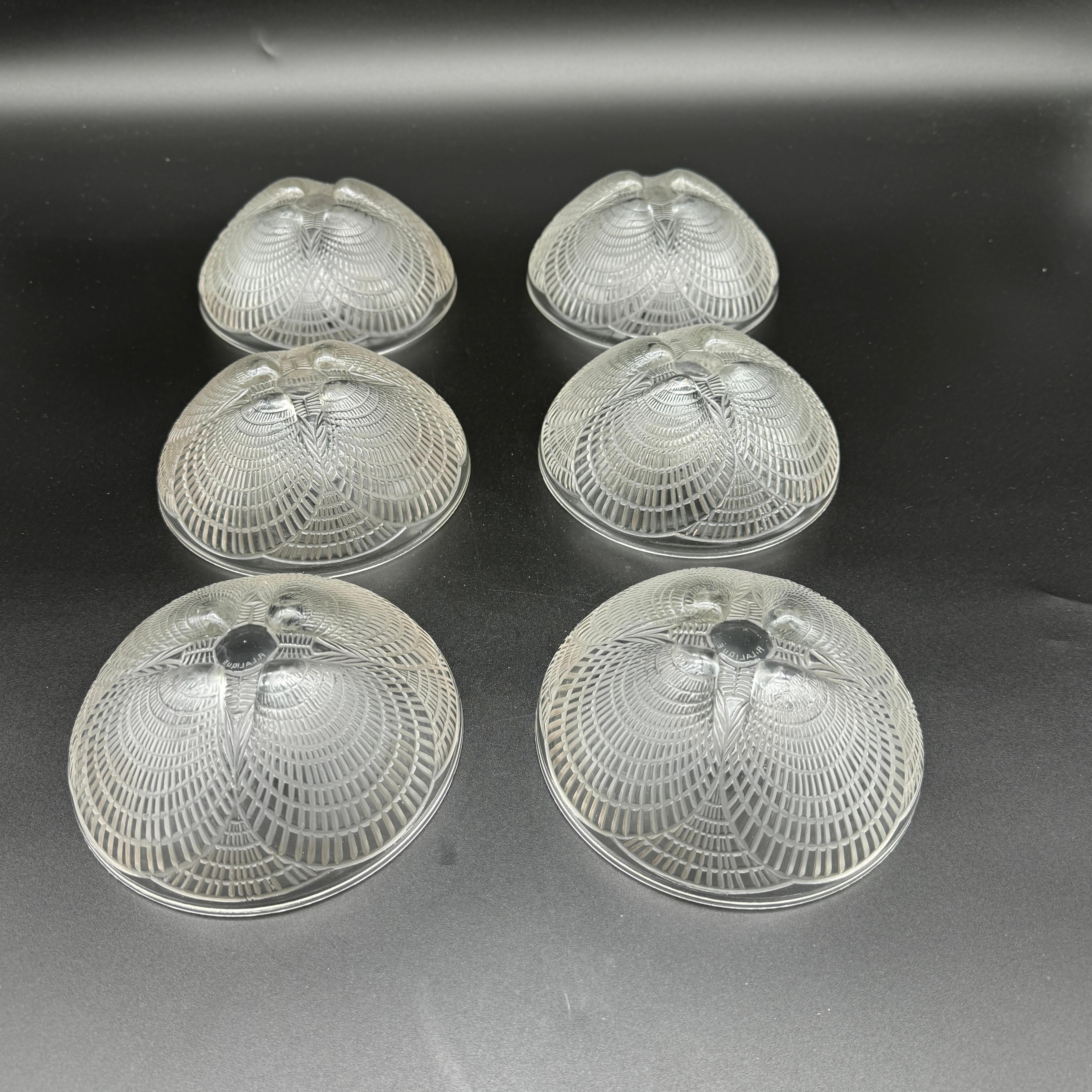 French 11 Art Deco Shel Bowls by R.Lalique.
