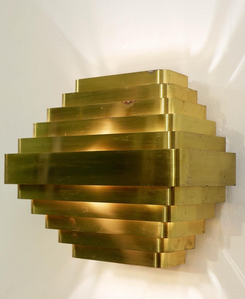 Mid-20th Century '11 Bands' Large Wall Lamp by Jules Wabbes, Belgium, 1960s