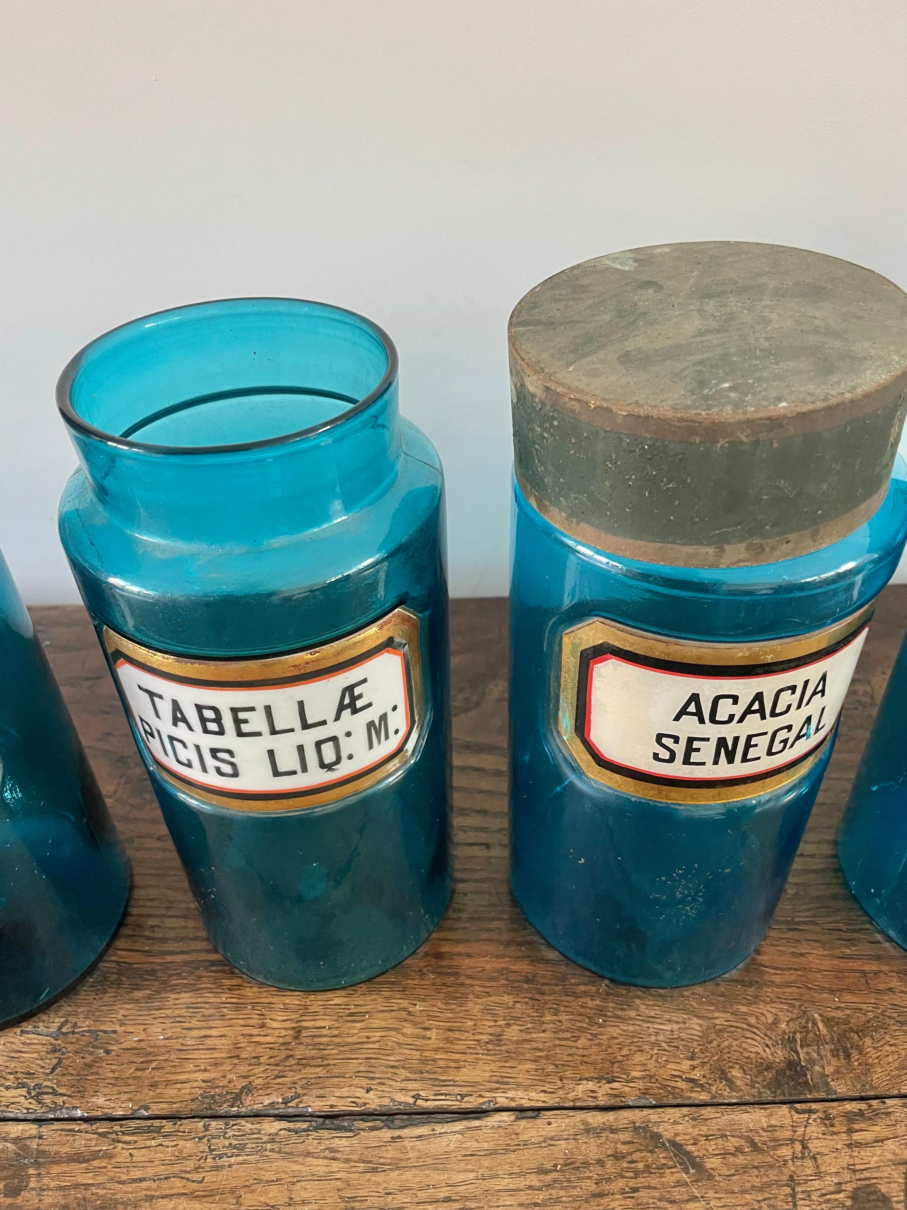 11 blue glass apothecary bottles 4