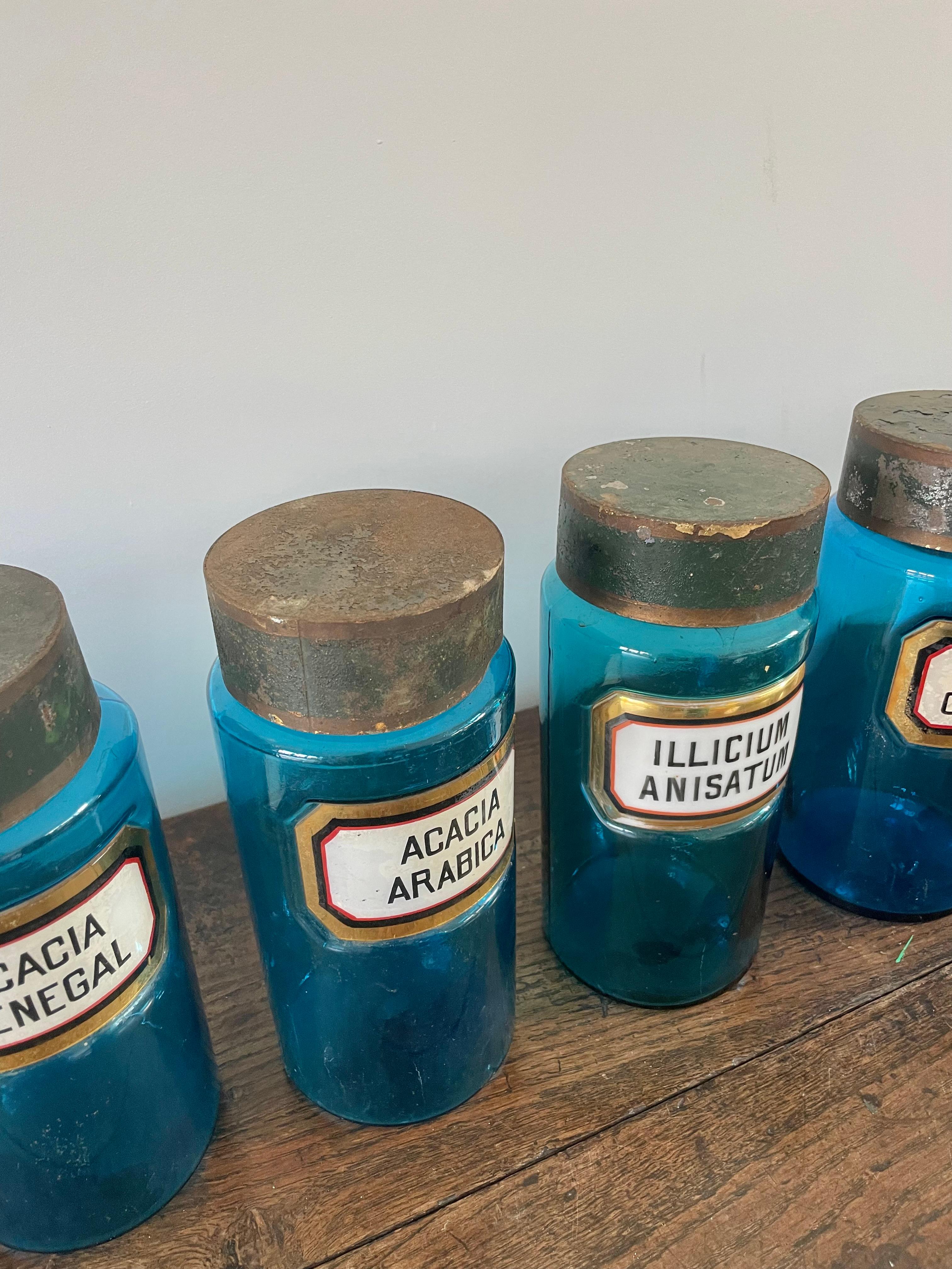 11 blue glass apothecary bottles 2