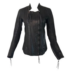 11 By Boris Bidjan Saberi Black Waxed Leather Jacket size XS 90's Grunge Zippers