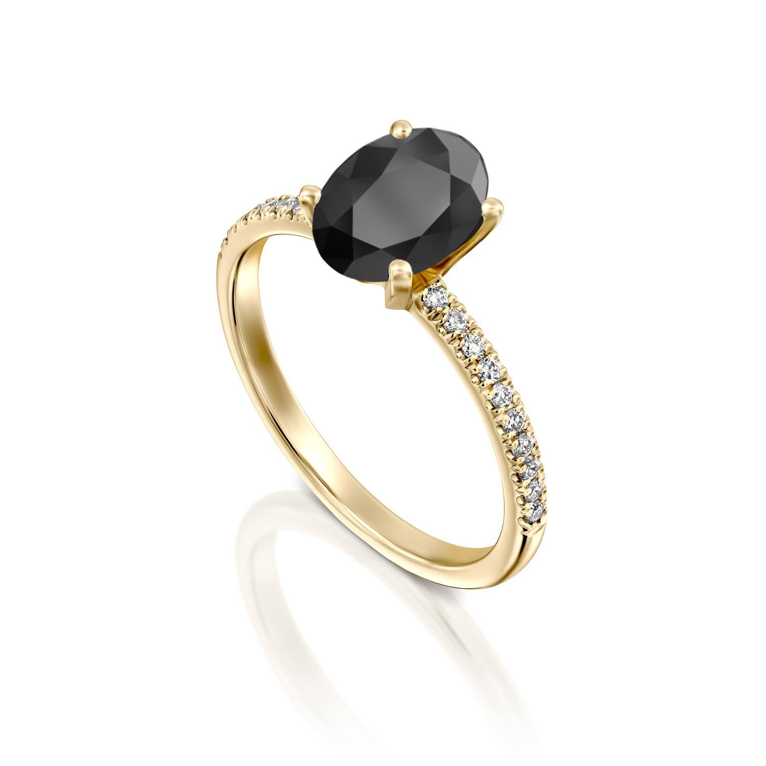 black diamond yellow gold engagement ring