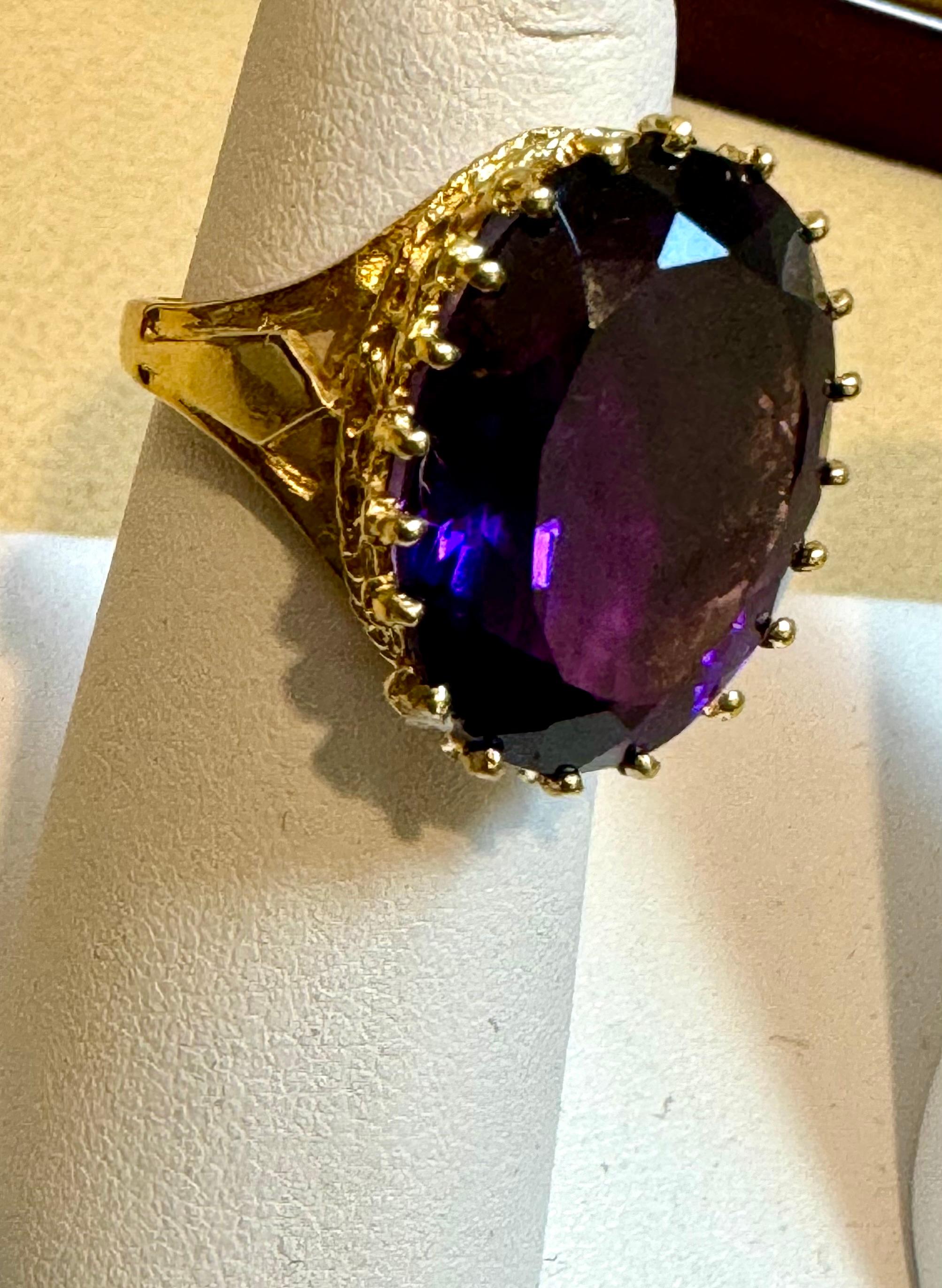 11 Carat Amethyst Cocktail Ring in 14 Karat Yellow Gold  7.2 GmSize 5.25 For Sale 6