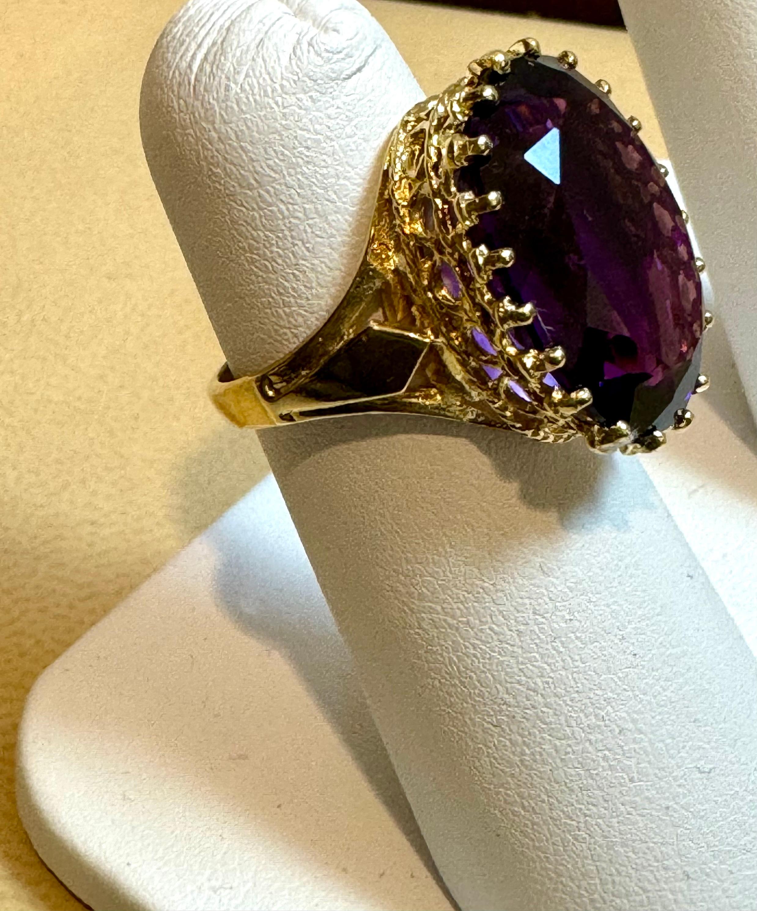 11 Carat Amethyst Cocktail Ring in 14 Karat Yellow Gold  7.2 GmSize 5.25 For Sale 7