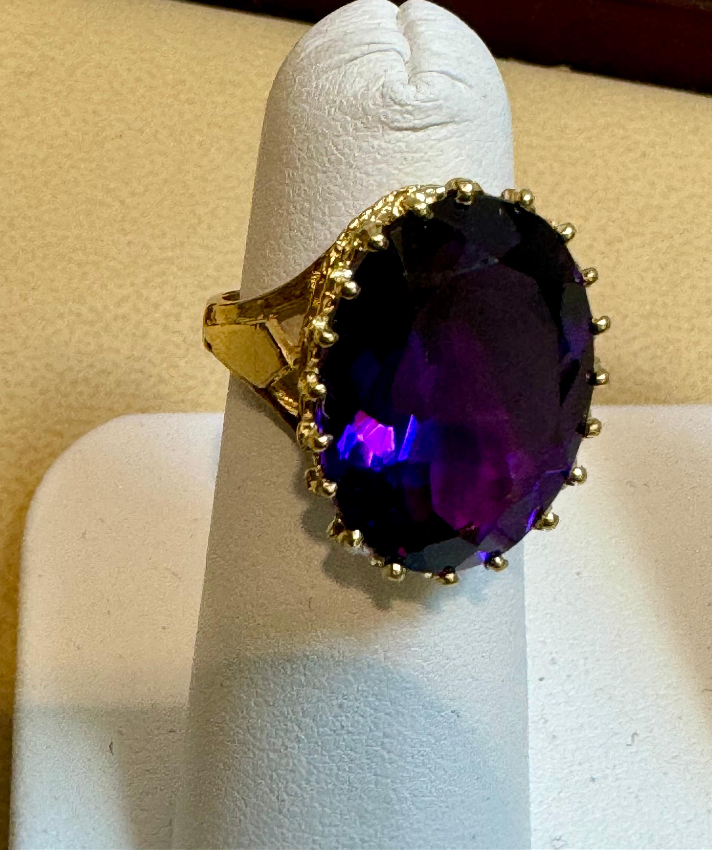 11 Carat Amethyst Cocktail Ring in 14 Karat Yellow Gold  7.2 GmSize 5.25 For Sale 9