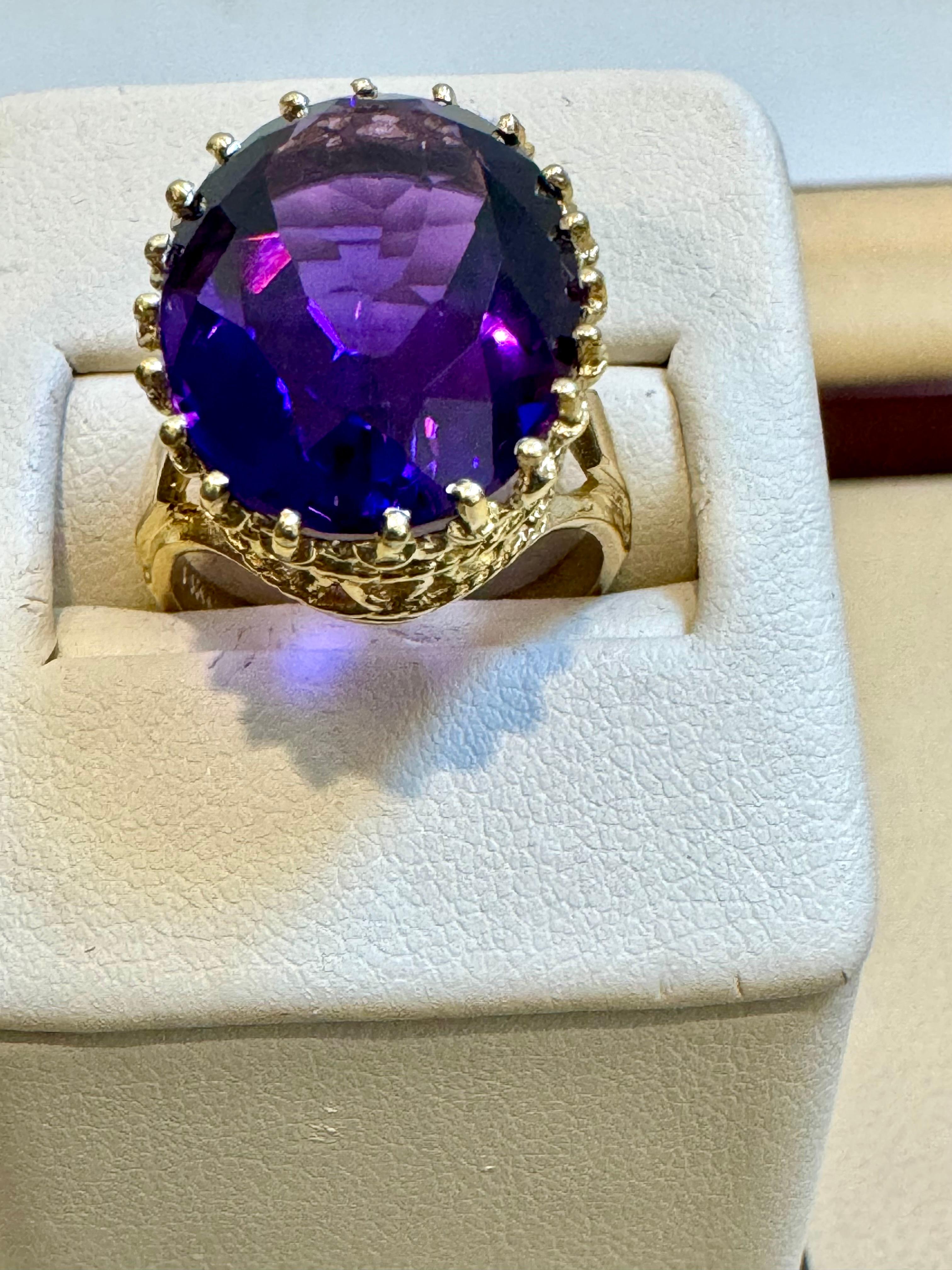 11 Carat Amethyst Cocktail Ring in 14 Karat Yellow Gold  7.2 GmSize 5.25 For Sale 13