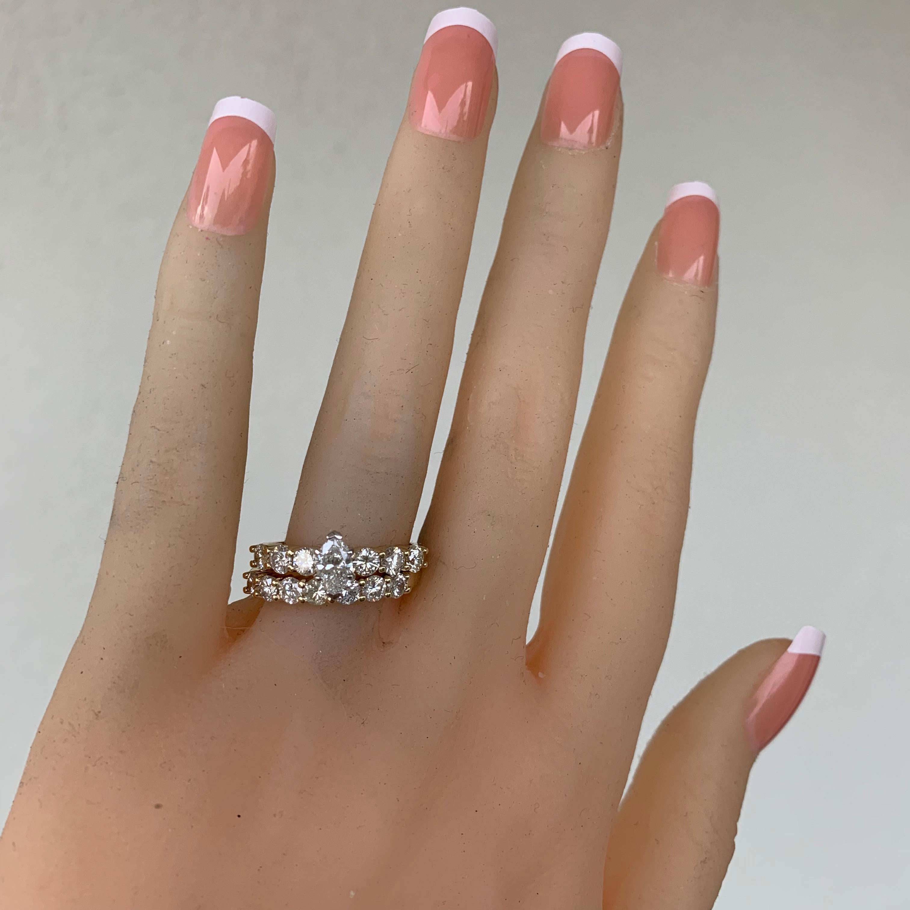 marquise engagement ring with wedding band