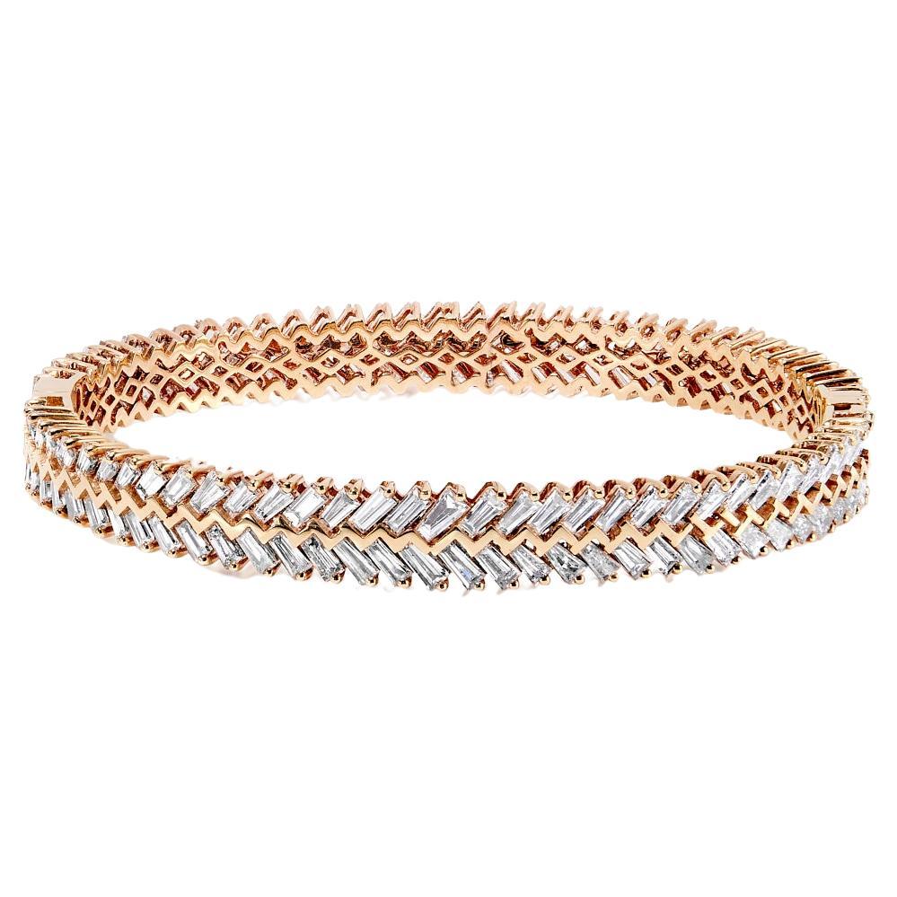 Bracelet jonc certifié avec diamants taille baguette de 11 carats