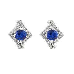 Sunita Nahata Blue Sapphire 1.10ct. Stud Earrings in 18KWG with Diamond.