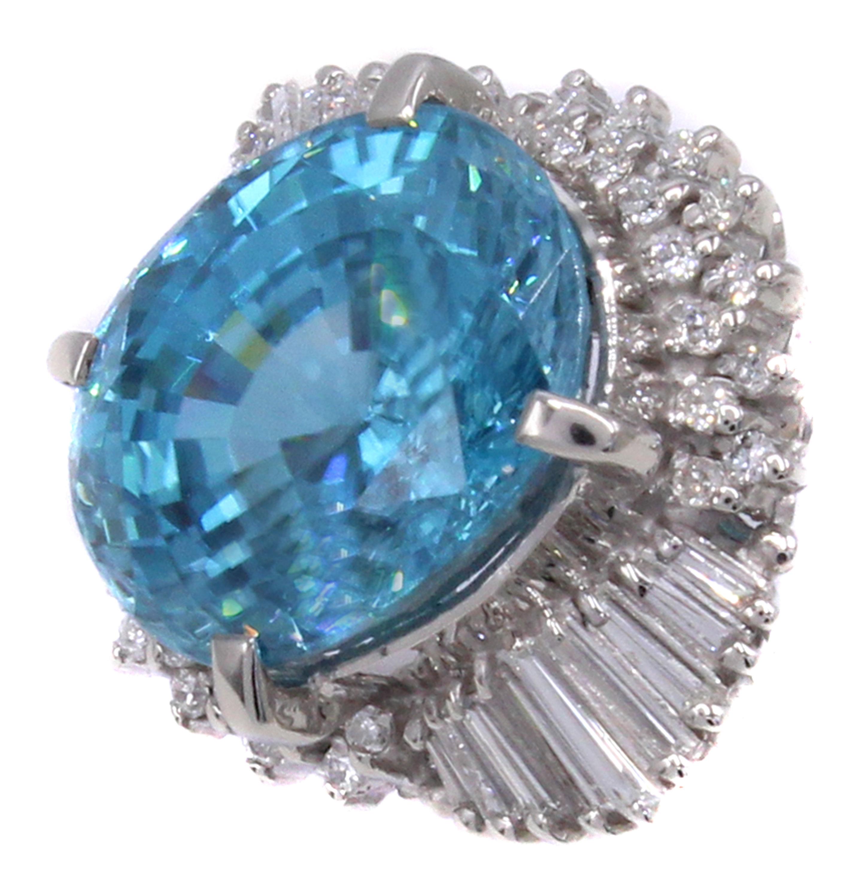 11 Carat Blue Zircon Diamond Platinum Ring at 1stDibs diamond zircon