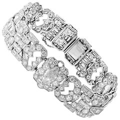 16 Carat Diamond 0.92 Solitaire Diamond Platinum Art Deco Style Tennis Bracelet