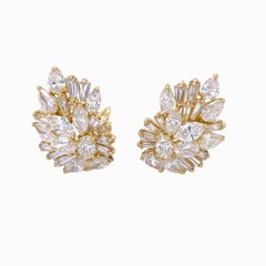 11 Carat Diamond Earring Clips 18 Karat Yellow Gold