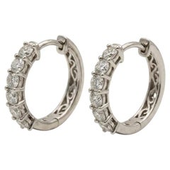 11 Carat Diamond In and Out Hoop Earrings in 14k White Gold