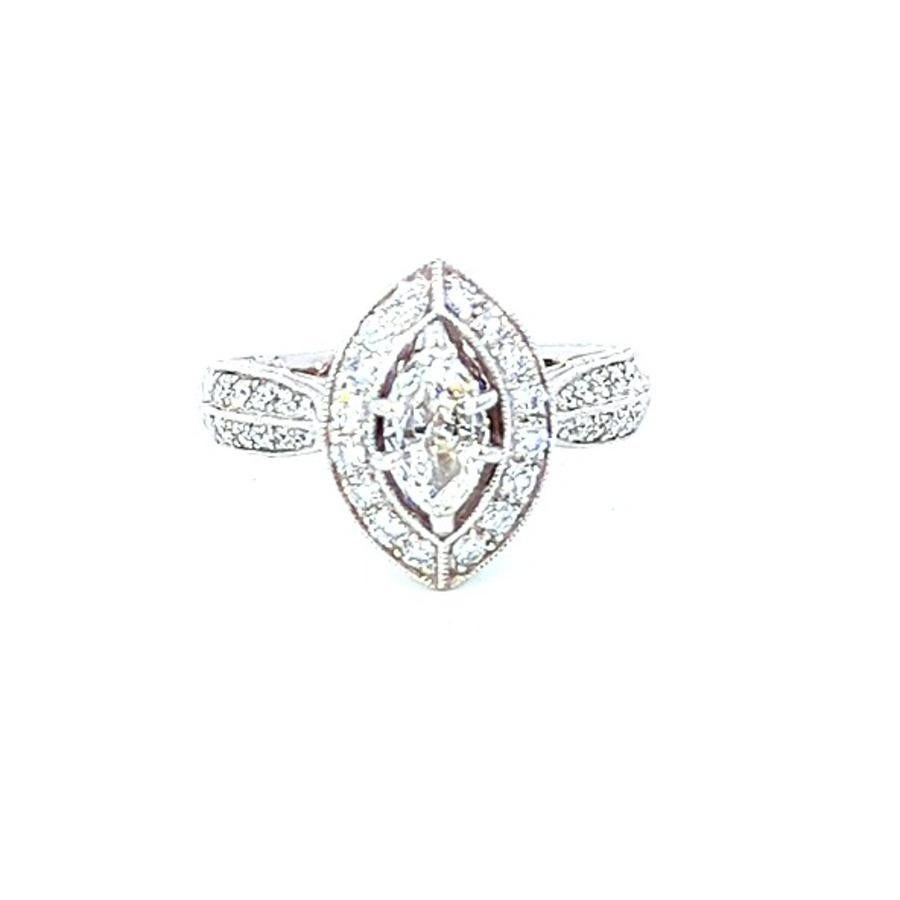 Marquise Cut 1.1 Carat Diamond Marquise Cluster Ring 18K Gold