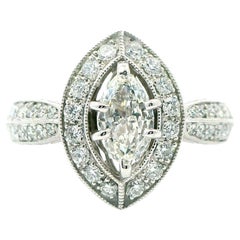 Bague grappe marquise en or 18 carats avec diamants de 1,1 carat