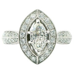 Anillo de oro de 18 quilates con racimo de diamantes marquesa de 1,1 quilates