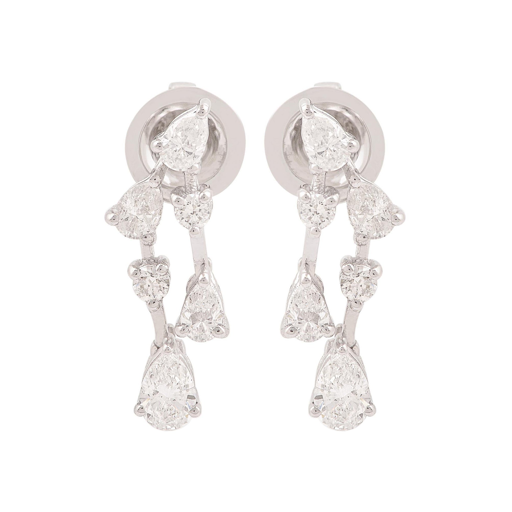1.1 Carat Diamond Minimalist Drop Earrings 14 Karat White Gold Fine Jewelry For Sale