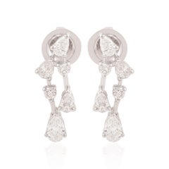 1.1 Carat Diamond Minimalist Drop Earrings 18 Karat White Gold Fine Jewelry (Boucles d'oreilles minimaliste en or blanc)