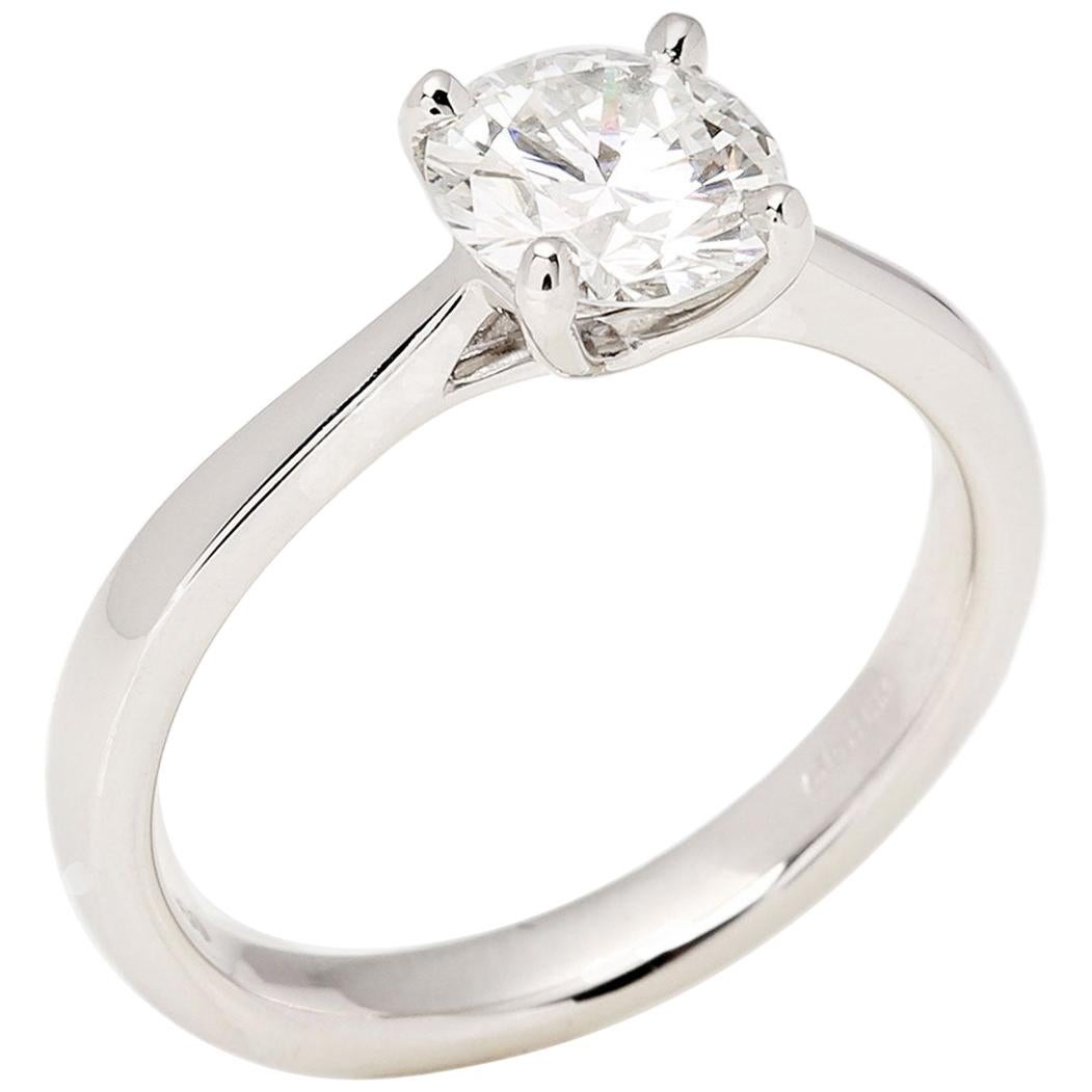 Bague solitaire en platine avec diamants de 1.1 carats