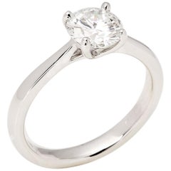 Bague solitaire en platine avec diamants de 1.1 carats