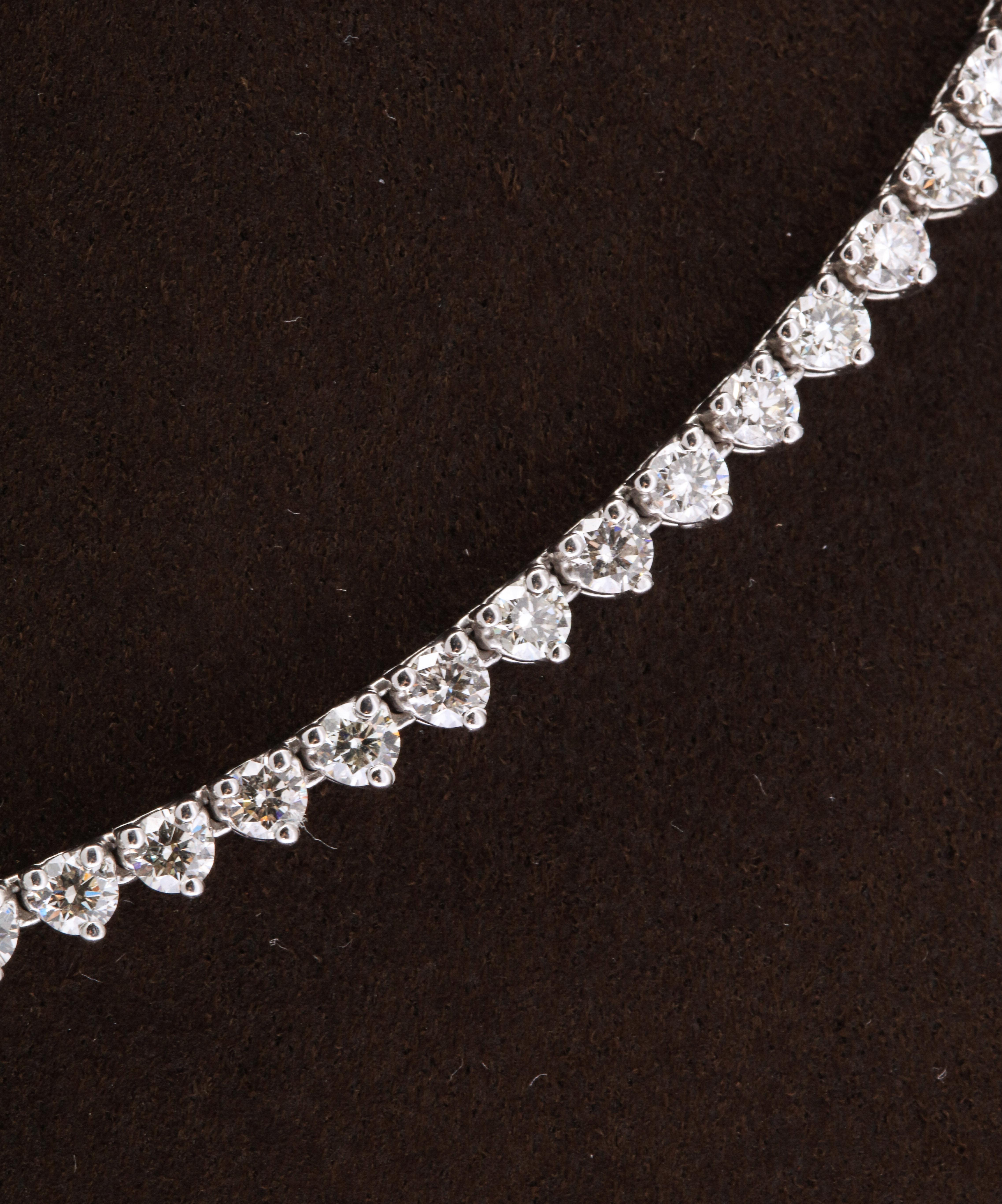 Women's or Men's 11 Carat Diamond Tennis Necklace For Sale