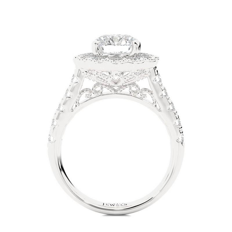 Round Cut 1.1 Carat Diamond Vow Collection Ring in 14K White Gold For Sale