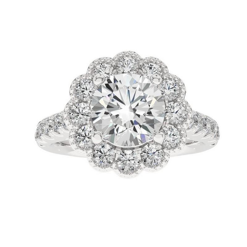 1.1 Carat Diamond Vow Collection Ring in 14K White Gold For Sale