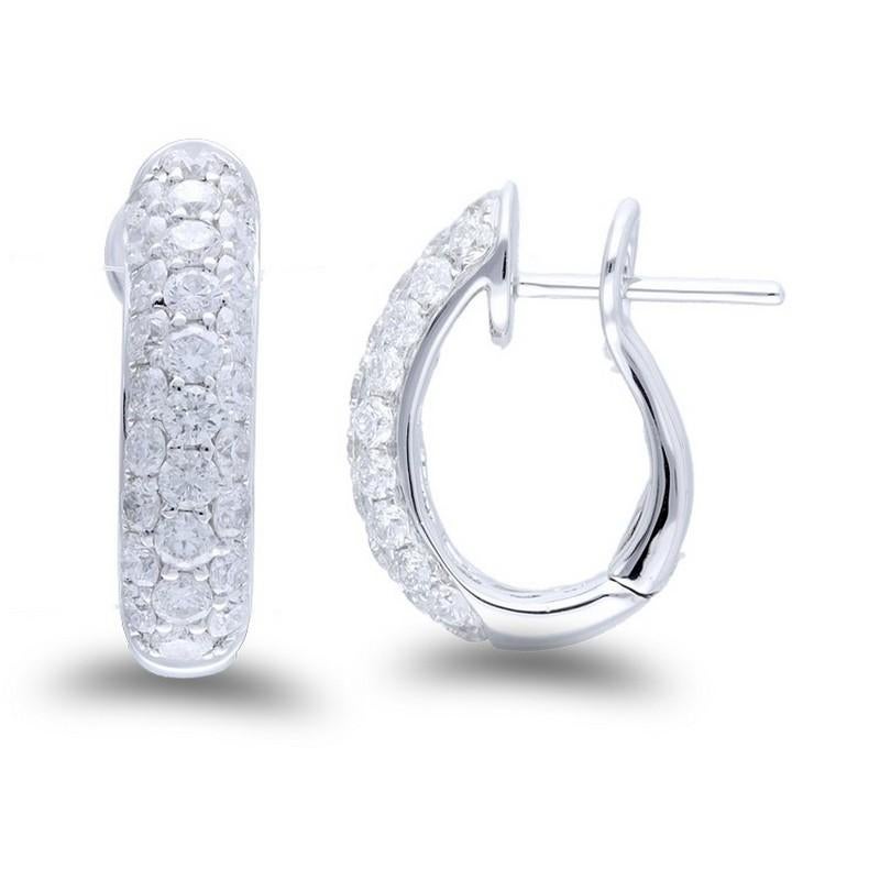Diamond Carat Weight: These stunning hoop earrings are adorned with a total of 1.1 carats of diamonds. The design features an array of 56 brilliant round diamonds, adding to their exquisite sparkle and charm.

Gold Type: Crafted with precision in