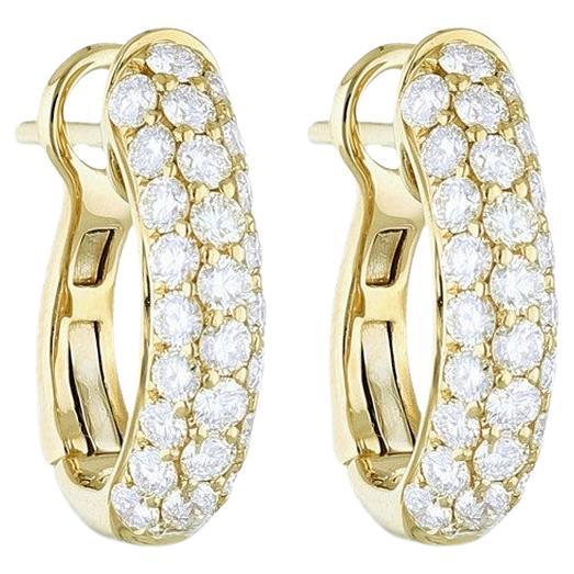 1.1 Carat Diamonds in 14K Yellow Gold Hoops and Huggies Earrings For Sale