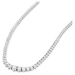 11 Carat Graduated Natural Diamond Riviera Tennis Necklace in 14k Gold