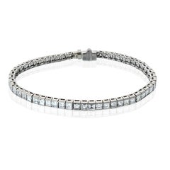 11 Carat Handmade Platinum Vintage Emerald Cut Diamond Tennis Bracelet