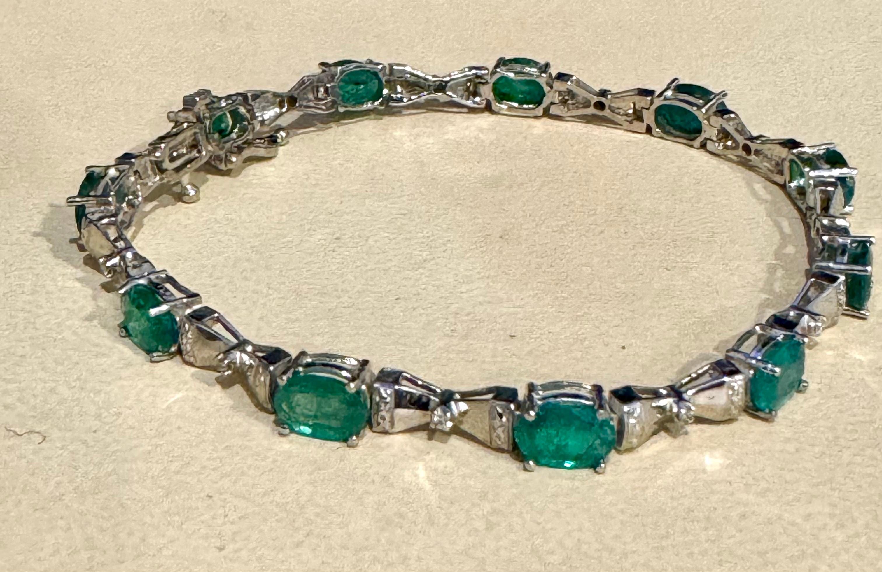 Bracciale Tennis Cocktail con smeraldo naturale e diamanti da 11 carati, oro bianco 14 carati in vendita 7