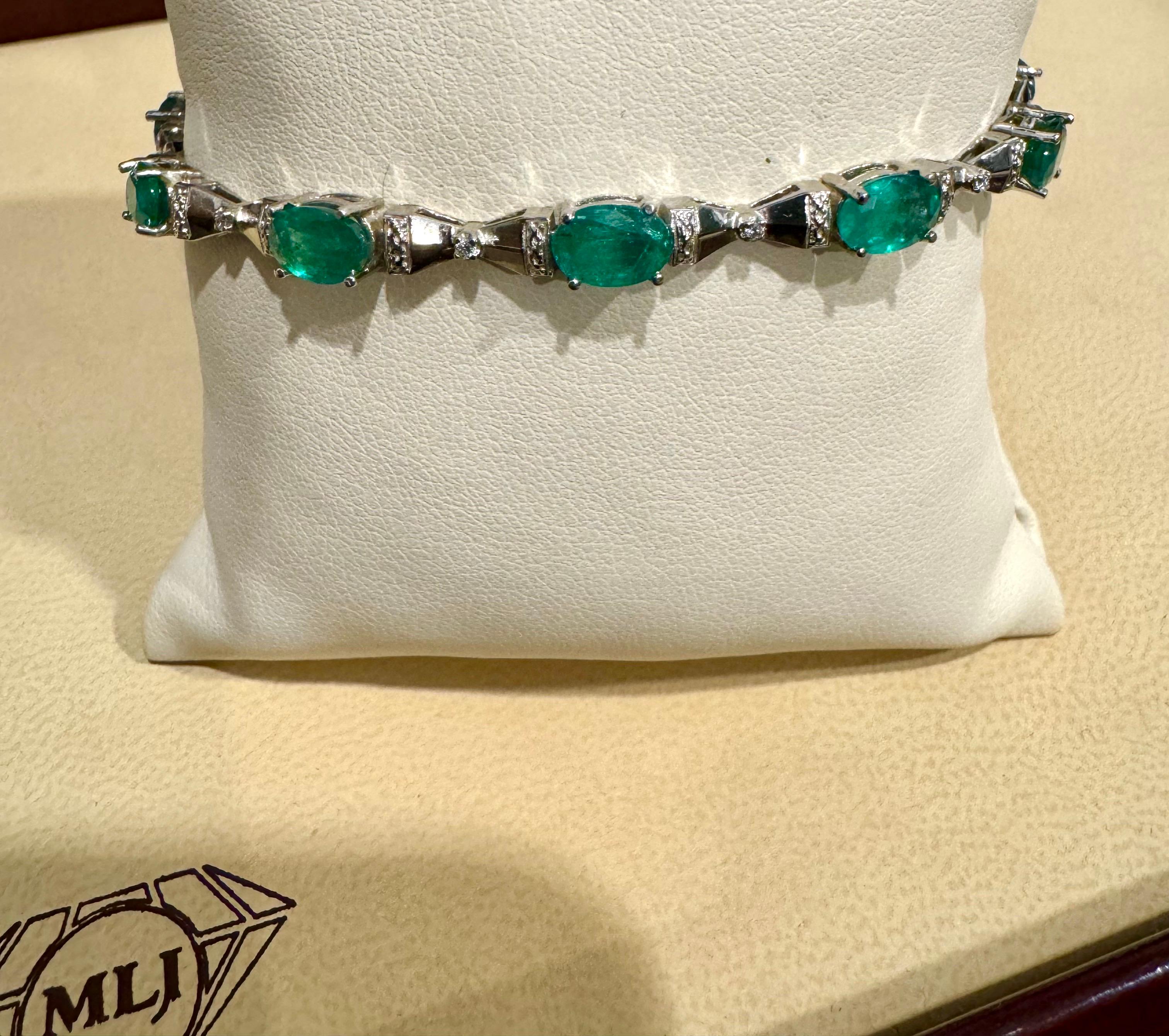 Bracciale Tennis Cocktail con smeraldo naturale e diamanti da 11 carati, oro bianco 14 carati in vendita 9
